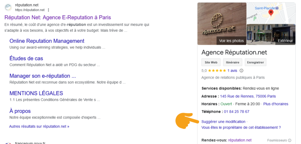 Fiche Google suggérer un doublon